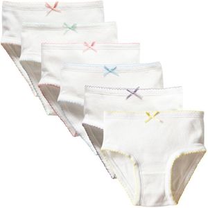 6 Stuks Meisjes Ondergoed Strik Katoen Tiener Slipje Pack Kids Slips Kind Zachte Jong Meisje Broek 2-16Years