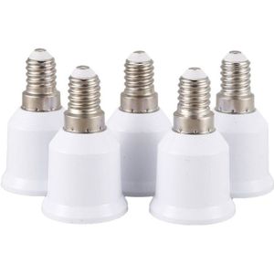 ! 5 Pcs E14, E27 Adapter Base Schroef Led Lamp Bulb Socket Converter, Wit