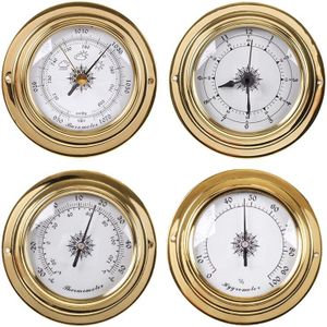 4 Stuks Thermometer Hygrometer Barometer Horloge Klok Koper Shell Weerstation