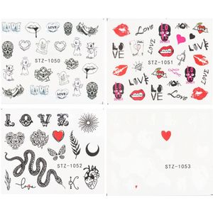 Slang Vorm Sliders Voor Nail Decoratie Stickers Zwarte Letters Water Decals Nail Art Tattoos Manicure Stickers NFSTZ1050-1065