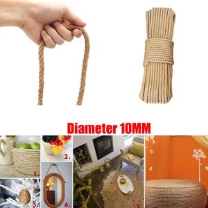 10 Mm Dik Touw Sterke Natuurlijke Touw, Jute Touw Voor Ambachtelijke Touw/Krabpalen Touw/Tuin Bundeling