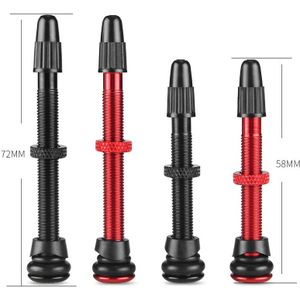 1 Paar Tubeless Ventiel & Core Voor Fiets Tubeless Presta Ventiel 58 Mm/72 Mm aluminiumlegering Geen Buizen Klep Rood/Zwart