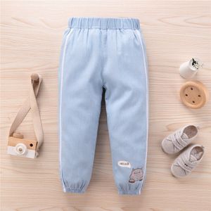 Herfst Baby Meisje Jeans Broek Voor 3-7years Kinderen Blauw Casual Jeans Jongens En Meisjes Katoenen Gestreepte Denim Broek