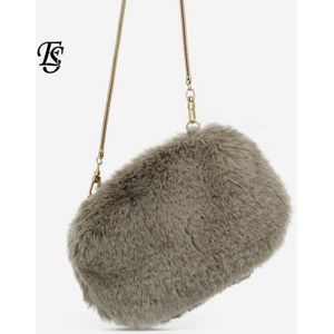 Faux Fur Schoudertassen Voor Vrouwen Winter Warm Crossbody Messenger Bag Vrouwelijke Reizen Effen Kleur Handtassen