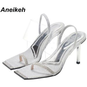 Aneikeh Zilveren Rome Pailletten Strass Mode Vrouwen Hakken Sandalen Peep Toe Hoge Hakken Sandalen Dame Schoenen sandalias mujer