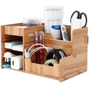 Houten Bureau Organizer Diy Document Bestand Multifunctionele Accessoires Opslag Tijdschrift Boek Plank Pen Potlood Houder