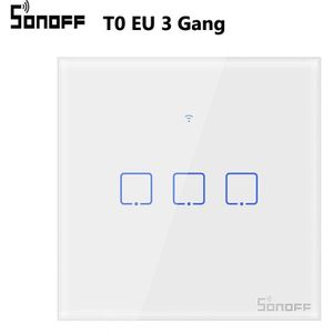 Sonoff Wifi Smart Switch T0 Us Eu 1 2 3 Gang Muur Touch Panel Draadloze Afstandsbediening Lamp Smart Home Controller door Alexa Google Thuis