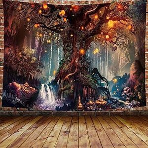 Hompon Fantasy Plant Magische Bos Tapestry Fantasy Forest Wandtapijt Een Grote Leven Boom In Bos.