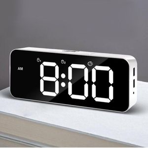Led Wandklok Horloge Moderne Korte 3D Elektronische Grote Spiegel Tafel Alarm