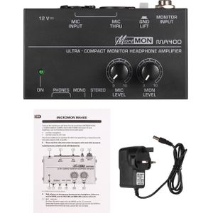 Ultra-Compact Monitor Hoofdtelefoon Versterker Amp met XLR Microfoon Ingang 6.35mm Monitor Input 6.35mm & 3.5mm headphon
