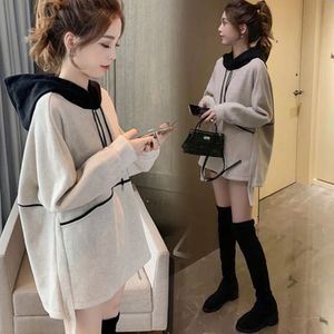 Winter Moederschap Kleding Dikke Fleece Jas Losse Wollen Capuchon Onregelmatige Lange Mouwen Zwangere Vrouwen Sweatshirts Jas