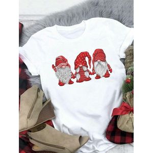 Lus Los Kerst Gnomes Kerstman Print Tshirt Vrouwen O-hals Korte Mouw T-shirts Harajuku Ulzzang Kawaii Shirt Dames Kleding
