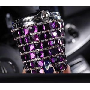 Steentjes Draagbare Auto Asbak Met Licht Kristal Diamant Led Auto Ash Tray Asbak Opslag Bekerhouder Zwart Voor Meisjes Vrouw