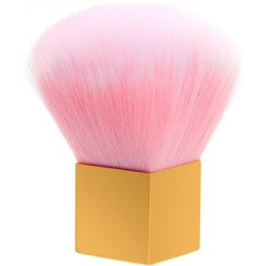 Nail Reinigen Stof Borstel Vierkante Gouden Metalen Handvat Nail Art Care Manicure Pedicure Soft Kleine Hoek Schoon Borstel tool