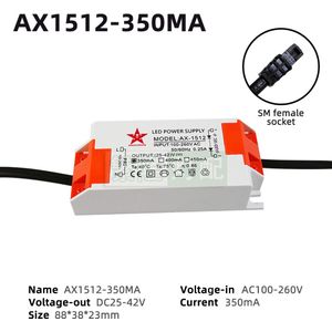 AC100-260V Led Voeding 250mA 350mA 500mA 720mA 1050mA Constante Stroom Led Driver Met Sm Vrouwelijke Socket Voor Cree Cob chip