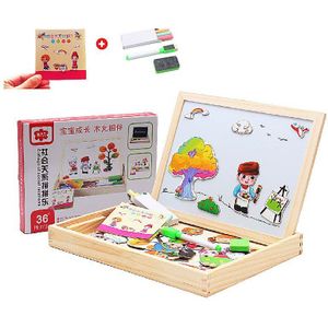 Sz Stoom Multifunctionele Kinderen Magnetische Cartoon Onderwijs Ban Strijd Tekentafel Houten Puzzel Kids Leren Speelgoed SZ3030