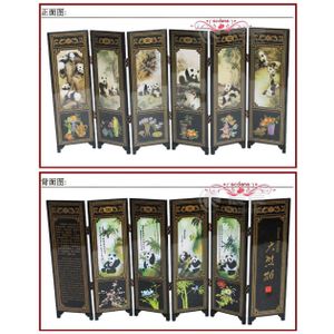 6 Stuks Panda Kamerscherm Chinese Traditionele Lakwerk Screen Decoratie