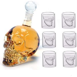 Crystal Skull Head Shot Glazen Cup Set 700Ml Whisky Wijn Glazen Fles 75Ml Glazen Cups Decanter Thuis Bar vodka Drinken Mokken