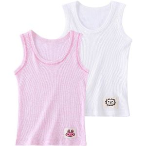 2 Stuks Zomer Kinderen Vesten Voor Meisjes Kant Mouwloze Katoen Elastische Strakke Tanks Top Tees Kinderen Dunne Dieptepunt Shirt