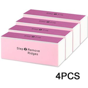 Huazhi 5 Stuks Buffing Schuren Files Block Pedicure Manicure Care Wit Roze Voor Nail Art Buffer