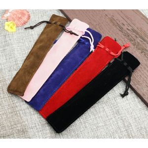 Pen Pouch, 3.5*17Cm Zwart Fluwelen Pen Zak Kleine Tasje Velvet Bags , voor Pen