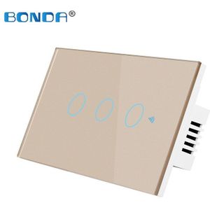 Bonda Us Standard Touch Schakelaar Graffiti Smart Wifi + Rf + Alexa Voice Control Smart Muur Wifi Adapter Ac 110v250v afstandsbediening