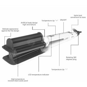 Lcd Display Haar Wave Triple Barrel Curler Haar Krultang Wand Keramische Haar Krultang Diepe Grote Waver Haar Schoonheid Styling gereedschap