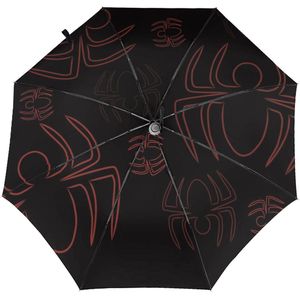 Automatische Paraplu Rode Spider Drievoudige Paraplu Vrouwen Mannen Regen Paraplu