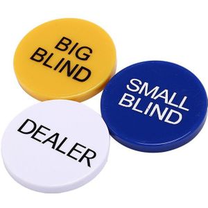 3 pcs 5 cm Duurzaam Kleine Blind + Big Blind + Dealer Button Set voor Party Casino Poker Card Game props