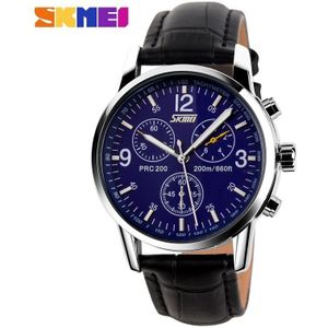 Skmei Japan Beweging Quartz Horloge Mannen Drie Ogen Rvs Lederen Band Horloges Heren Klok Reloj Hombre 9070