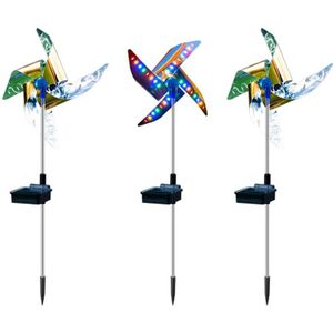 Solar Wind Spinner Tuin Stake Pinwheels Met 8 Verlichting Modes Led Fairy Lights Outdoor Patio Gazon Decoratie