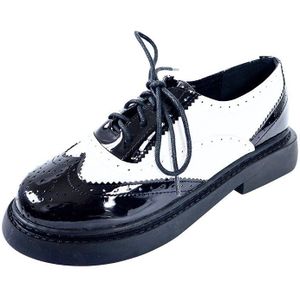 Gdgydh Retro Britse Stijl Lederen Schoenen Vrouwen Platform Runk Gothic Schoenen Flat Casual Sneakers Vrouwen Lace Up
