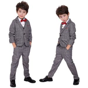 Kinderen Lente Herfst Formele Jurk Past Sets Bloem Jongens Bruiloft Prom School Pak Set Kids Plaid Blazer Vest Broek 3 stuks Outfit