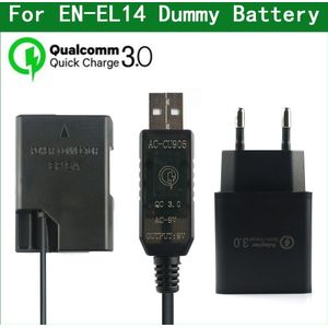 QC3.0 EN-EL14 EL14A EP-5A Dummy Batterij Power Bank Usb Kabel Voor Nikon D3100 D3200 D3300 D3400 D3500 D5100 D5200 D5300 d5500