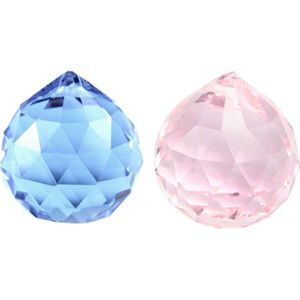 30Mm Vintage Crystal Blue & Roze 2 Pcs