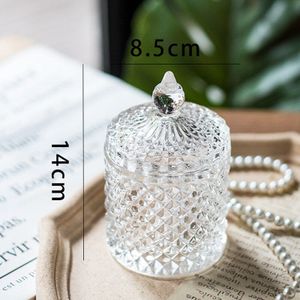 Roman Nordic Crystal Glass Jar Cosmetic Puff Storage Box Cotton Swab Beauty Egg Jewelry Make-up Organizer Candy Can Candlestick