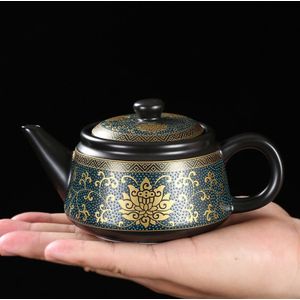 Klassieke Keramische Theepot Creatieve Mat Zwart Geschilderd Goud Enkele Pot Huishoudelijke Chinese Thee Set Maken Thee Pot