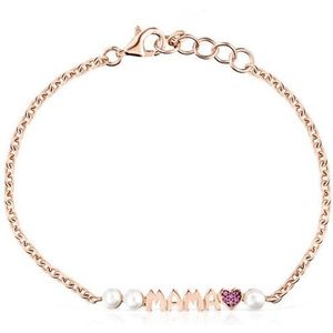 Mode Vrouwen Moeder Kleur Rose Goud Rvs Brief Mama Hart Witte Parel Bea Armband Sieraden Voor Moeder