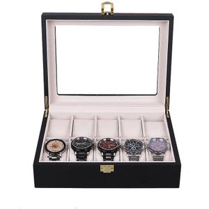 10 Slots Houten Horloges Opbergdoos Hout Horloge Jewelry Collection Organizer Case Horloges Houder Pu Lederen Dislpay