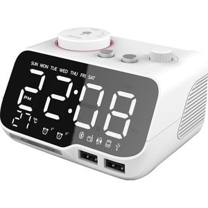 Digitale Wekker Bluetooth Speaker Fm Radio Temperatuur Snooze Helderheid Dimmer Voor Slaapkamer Slaap Timer Bluetooth Klok
