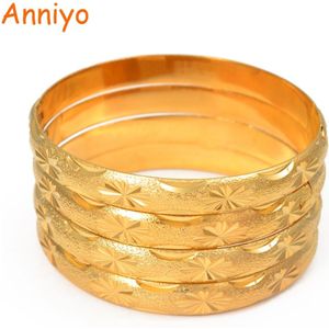 Anniyo 4 Stuks/partij, Manchet Bangle Voor Vrouwen Meisjes, arabische Dubai Gp Bangle Armband Sieraden Ethiopische Afrikaanse Bruiloft #193306