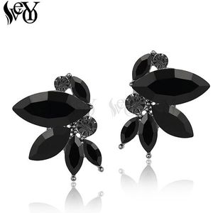VEYO 3 Kleur zwart Rood Groen Glanzende Kristallen Oorbellen Wing shape Oorbellen voor Vrouwen Strass Vrouwelijke Trendy Sieraden