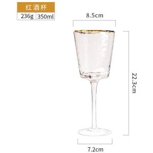 Creatieve Hamer Patroon Gouden Rand Kristallen Glas Champagne Glas Europese Hoge Voet Wijn Glas Rode Wijn Glas