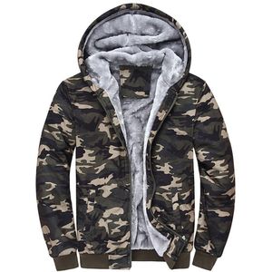 Mannen Jassen Hoodie Camouflage Print Winter Warm Fleece Rits Trui Jas Uitloper Jas Wandelen Jas s10 se26