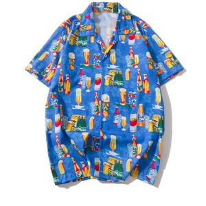Dark Icoon Hawaii Shirts Mannen Korte Mouw Zomer Vintage Straat Mannen Shirt Hip Hop Shirts Streetwear Kleding