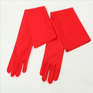 Klassieke Volwassen Zwart Wit Rood Grijs Huid Opera/Elleboog/Pols Stretch Satijn Vinger Lange Handschoenen Vrouwen Flapper Handschoenen bijpassende Kostuum