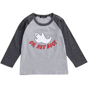 Peuter Baby Grappige Halloween T-shirt Casual Ghost Grafische Lange Mouw Raglan Cozy Ademende Tees Tops Voor Jongens meisjes