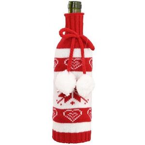 Kerstversiering Wijnfles Cover Coat Kerst Elanden Sneeuwvlok Patroon Gebreide Trekkoord Bier Champagne Zak Fles Cover