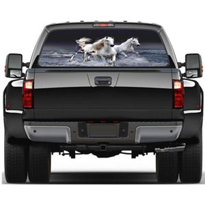 Galopperend Wit Paard Voor Truck Suv Pickup Achter Voorruit Decal Sticker Decor Achterruit Glas Poster 57.9X18.1 Inch