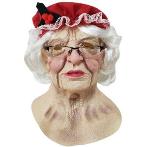 Eraspooky Realistische Huid Mrs Claus Kerstman Cosplay Masker Kerst Oma Volledige Gezicht Latex Hoofddeksels Adult Jaar Outfit